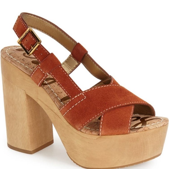 Sam Edelman | Mae | Suede Ginger spice Platform Heels |  Retro Chunky Heel | 7.5 - Picture 7 of 12
